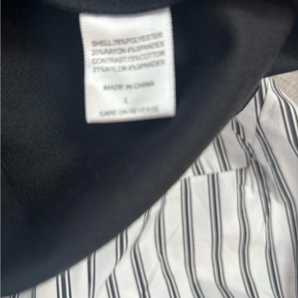 New York & Company Ponte Dress- Size Large- NWT | Black with Striped Blouse Look - Picture 3 of 5